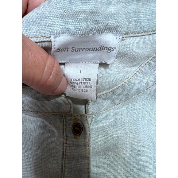 Soft Surroundings Womens Light Wash Denim Button-Up Tunic Top size large - Picture 3 of 5